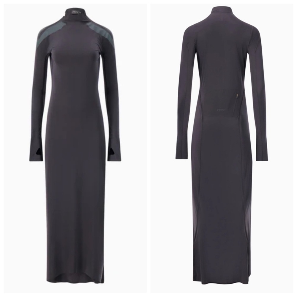 Johanna Parv Designer Sz M Tech Long Sleeve Maxi Dress New Without Tags Black